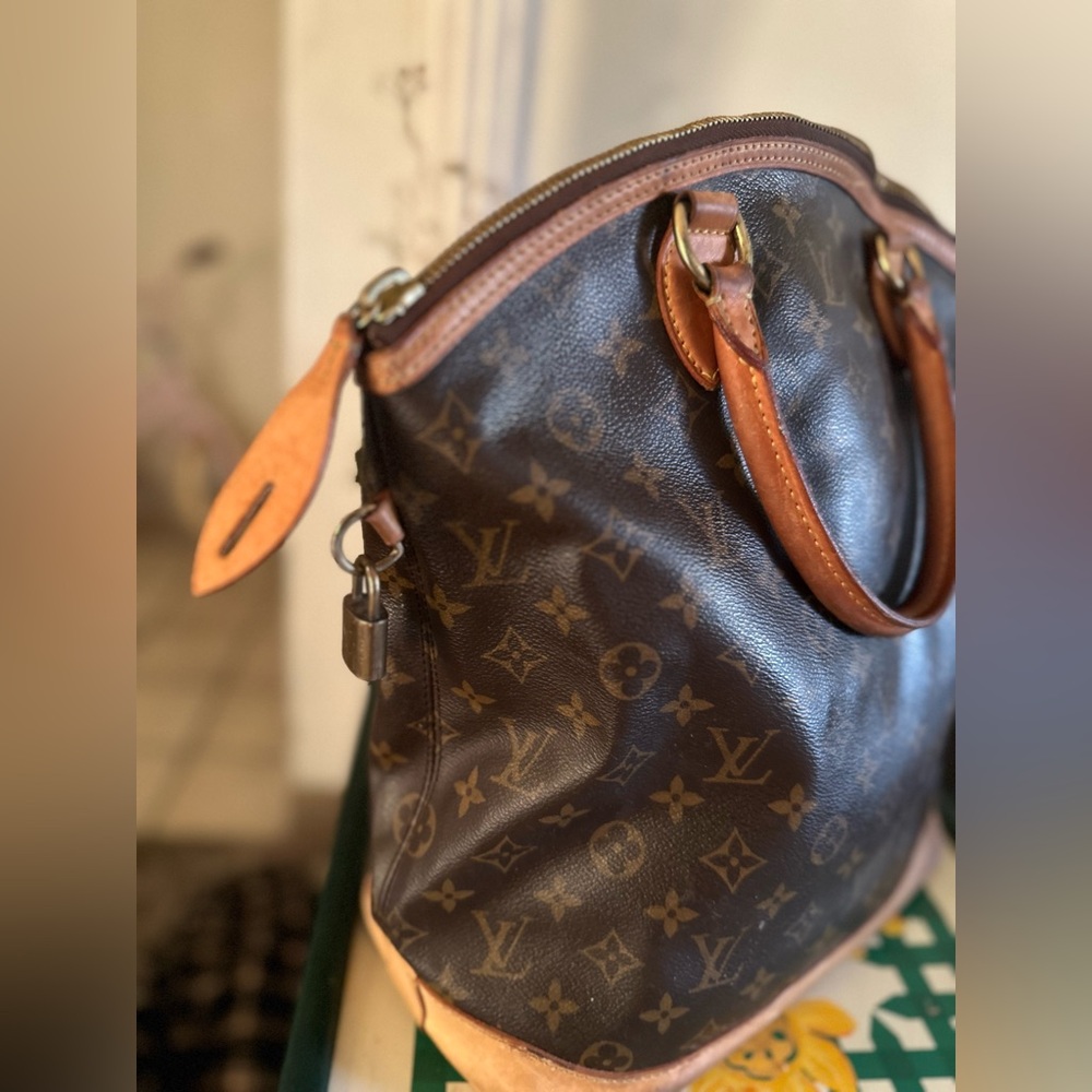 Louis Vuitton Lockit Beige Strap Shoulder Bag Brown Canvas/Leather